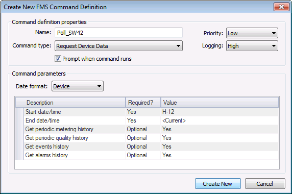 Create New FMS Command Definition